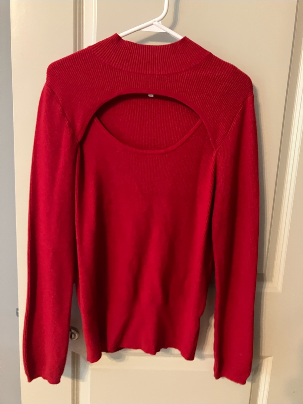 Women's Open-Back Ribbed Knit Top in Red